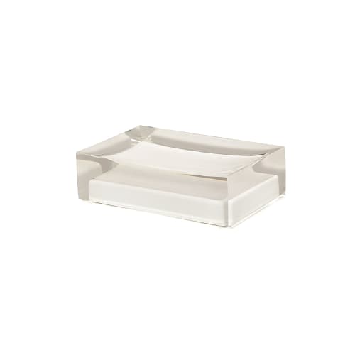 Cubix White Collection, Resin Soap Dish, Clear/White Accent